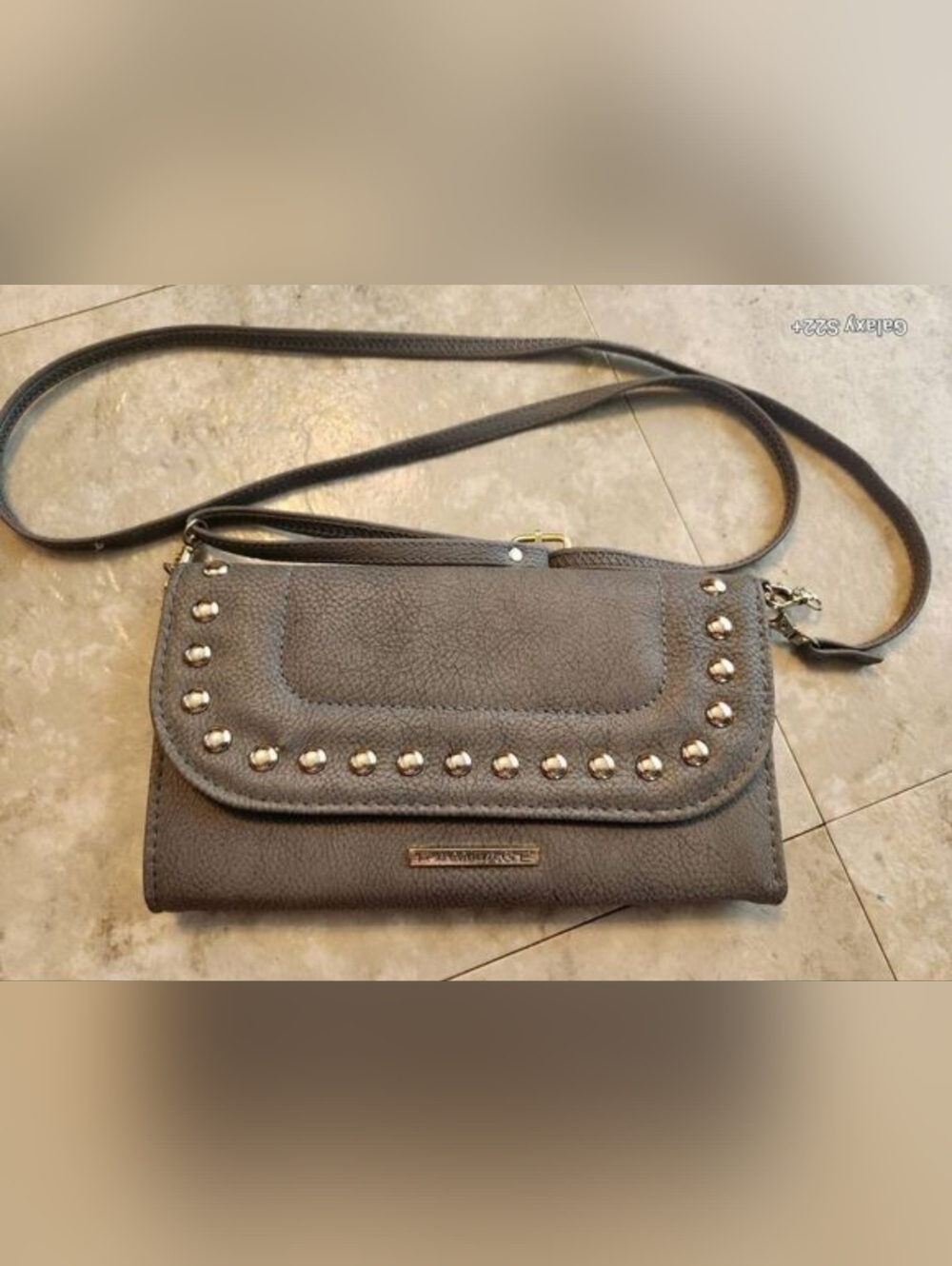 Rampage Minimalist Gray Crossbody Bag for Women with Silver studded decoration